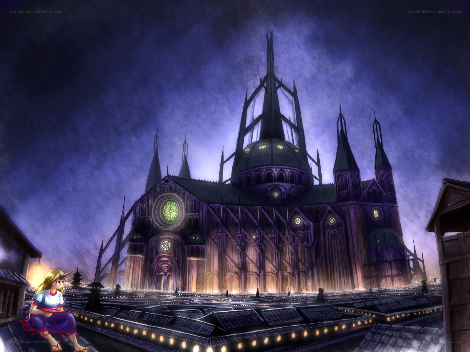 girl on rooftop at night