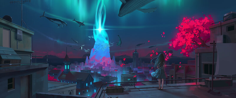Girl on Rooftop — Blue
