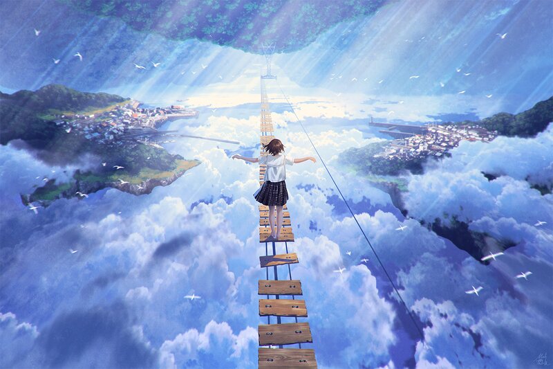 Girl on Rope Bridge