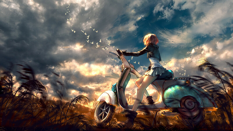 Girl on Scooter