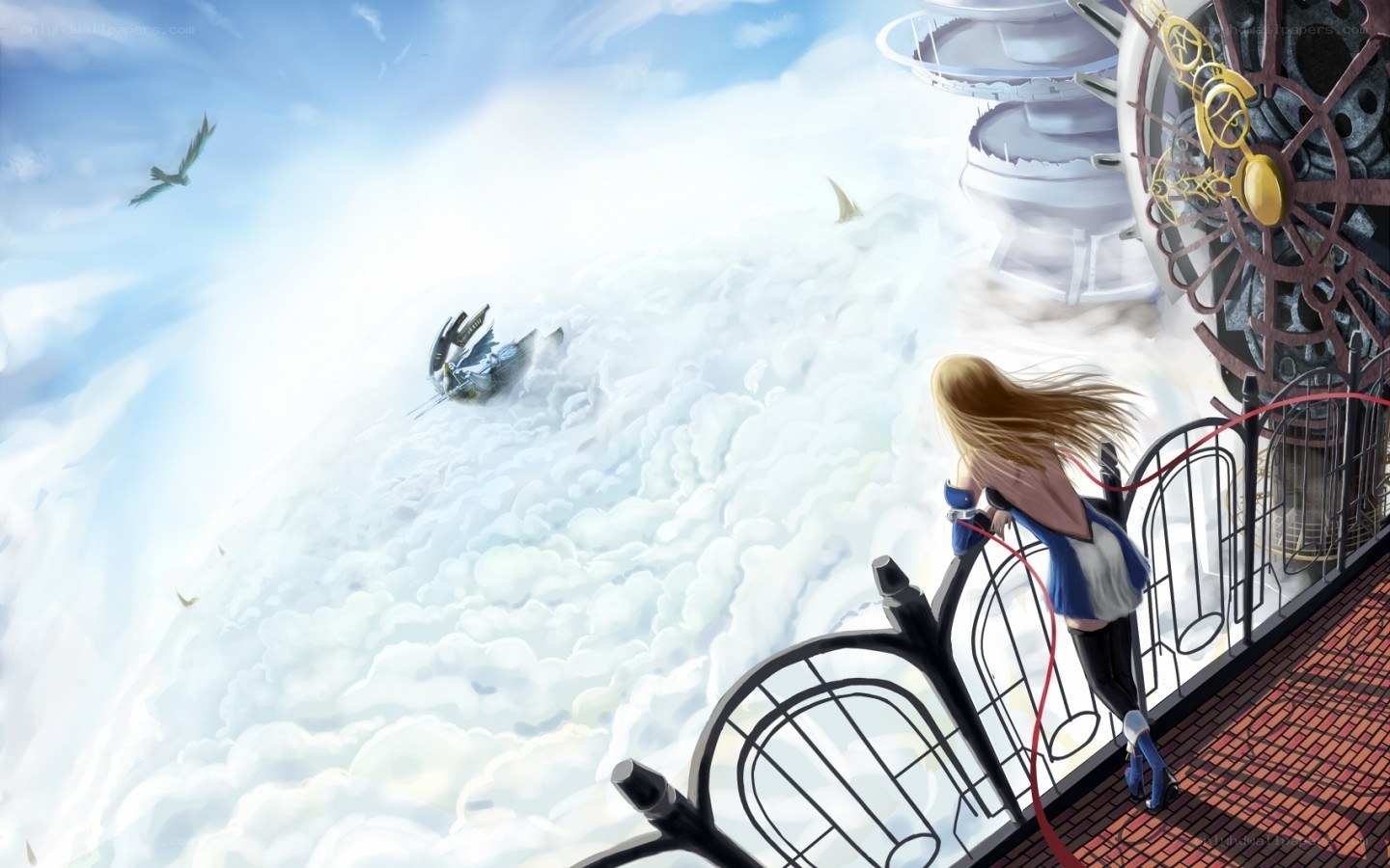 girl on sky platform
