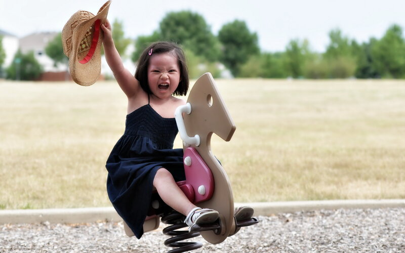 Girl on Spring Rider — Blue