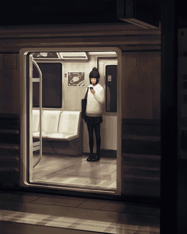 Girl on Subway Train