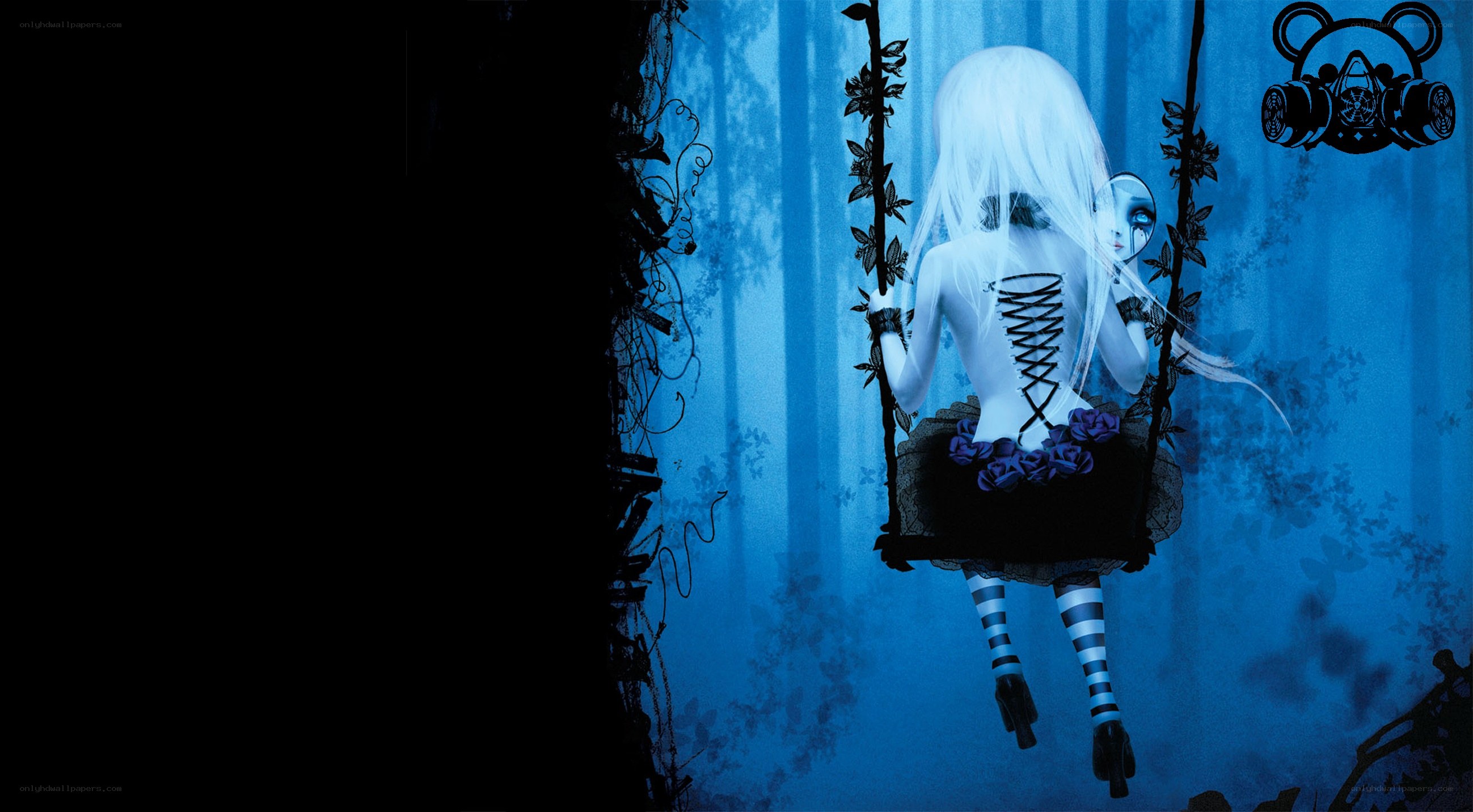 girl on swing in forest