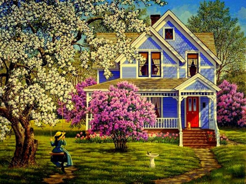 Girl on Swing in Garden