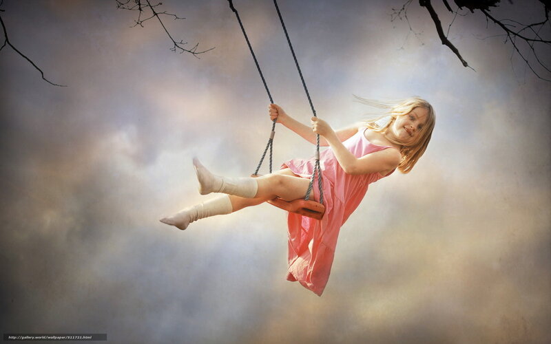 Girl on Swing — Pink, Dreamy