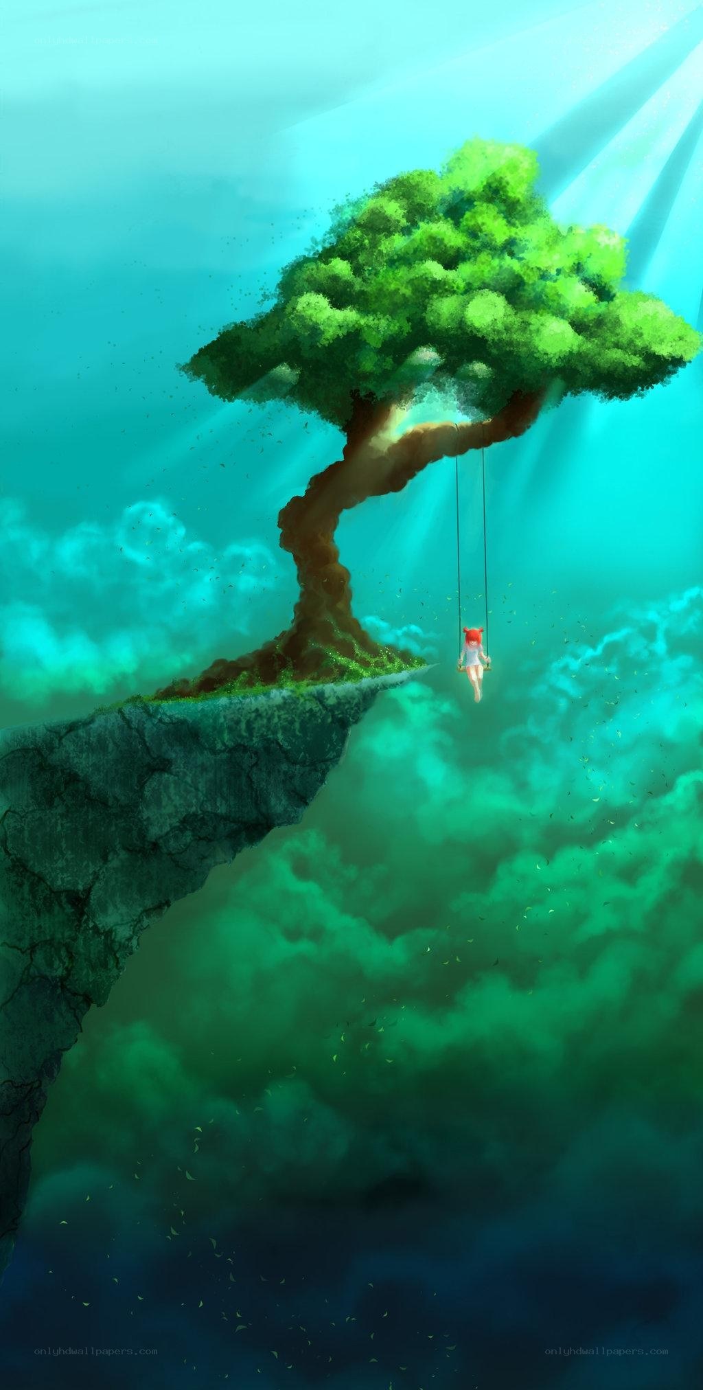 girl on swing under tree