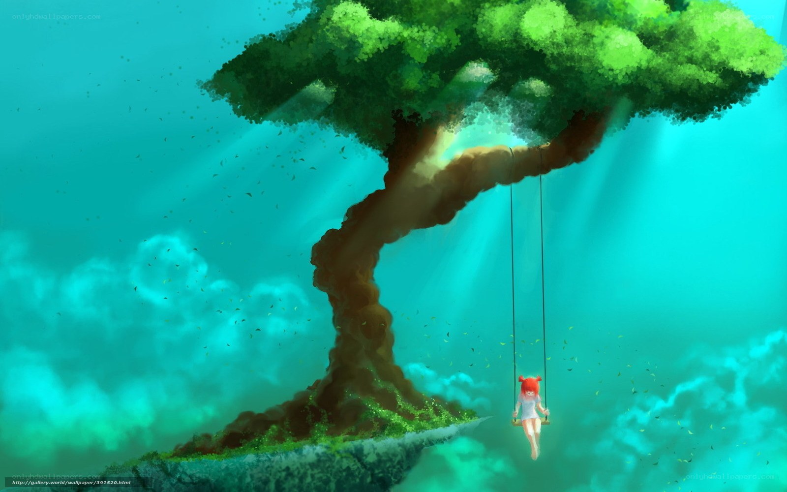 girl on swing under tree