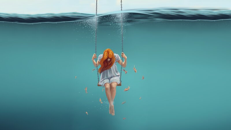 Girl on Swing Underwater