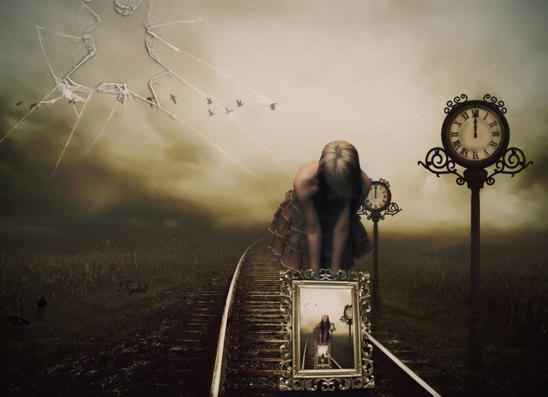 Girl on Train Tracks — Brown