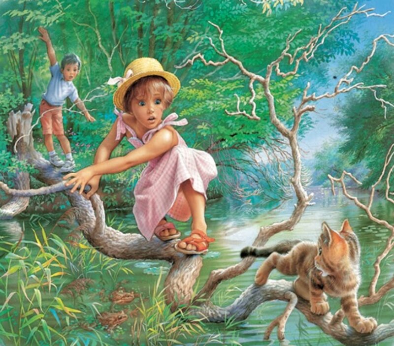 Girl on Tree Branch