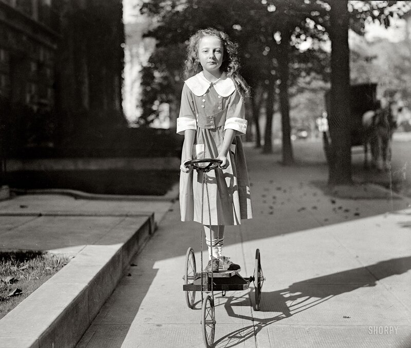 Girl on Tricycle — Black, Calm