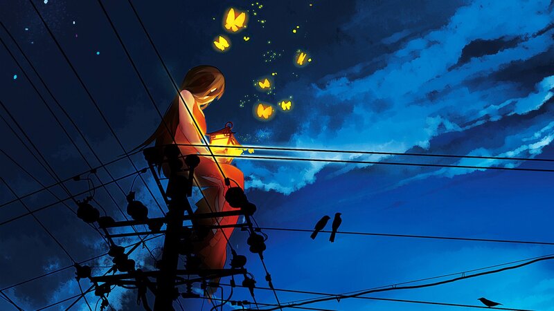 Girl on Utility Pole — Blue
