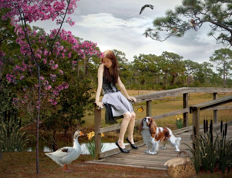 Girl on Wooden Bridge