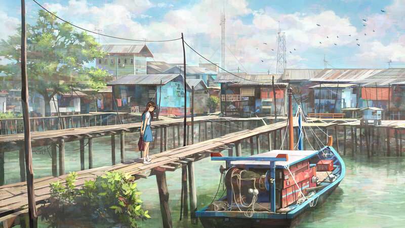 Girl on Wooden Pier