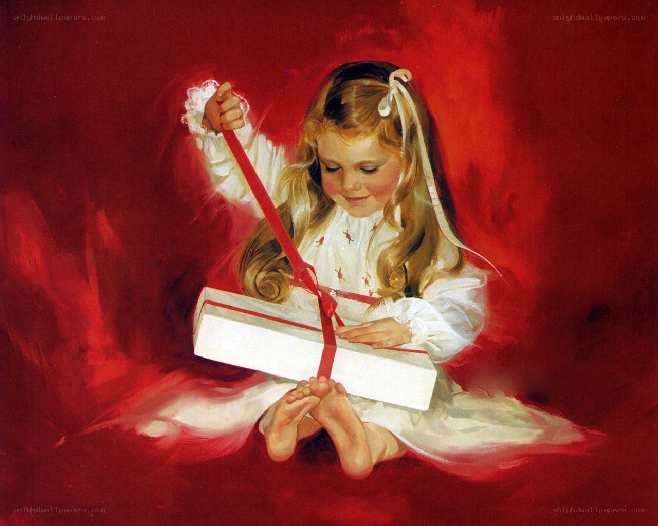girl opening a gift