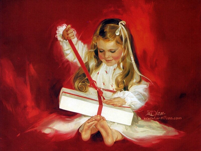 girl opening a gift
