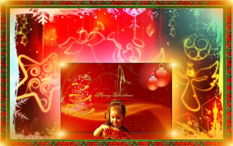 Girl Opening Gift — Red