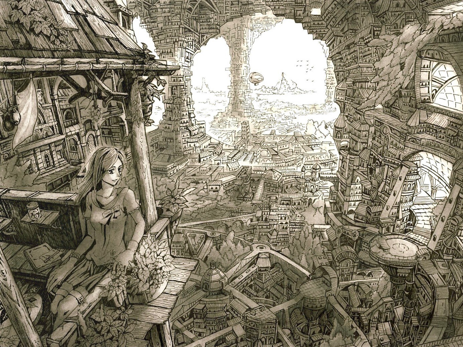 girl overlooking a cityscape