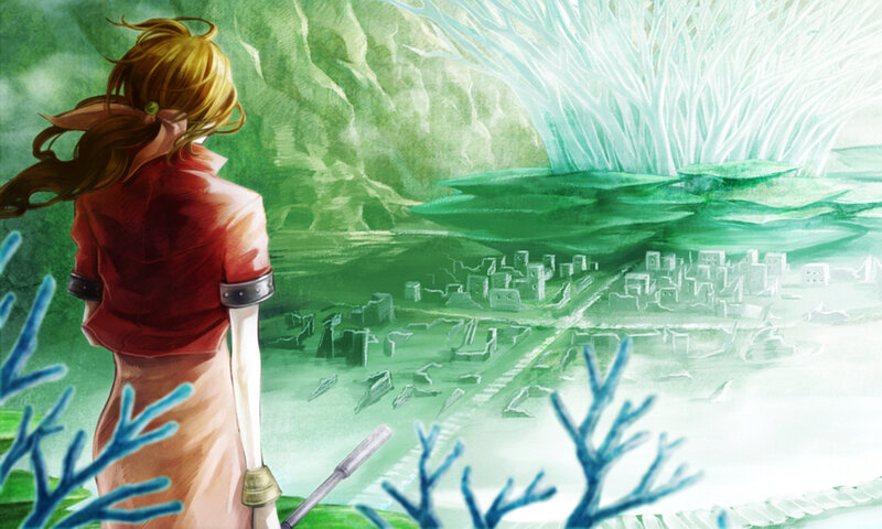 girl overlooking a ruined city