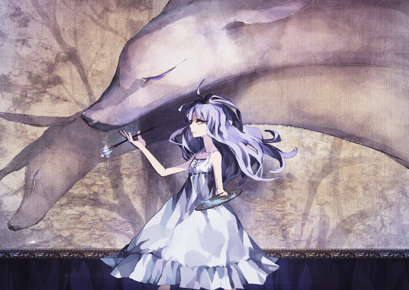 Girl Painting a Creature