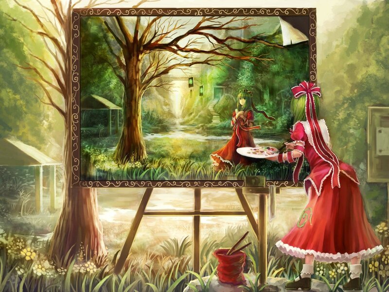 Girl Painting a Landscape