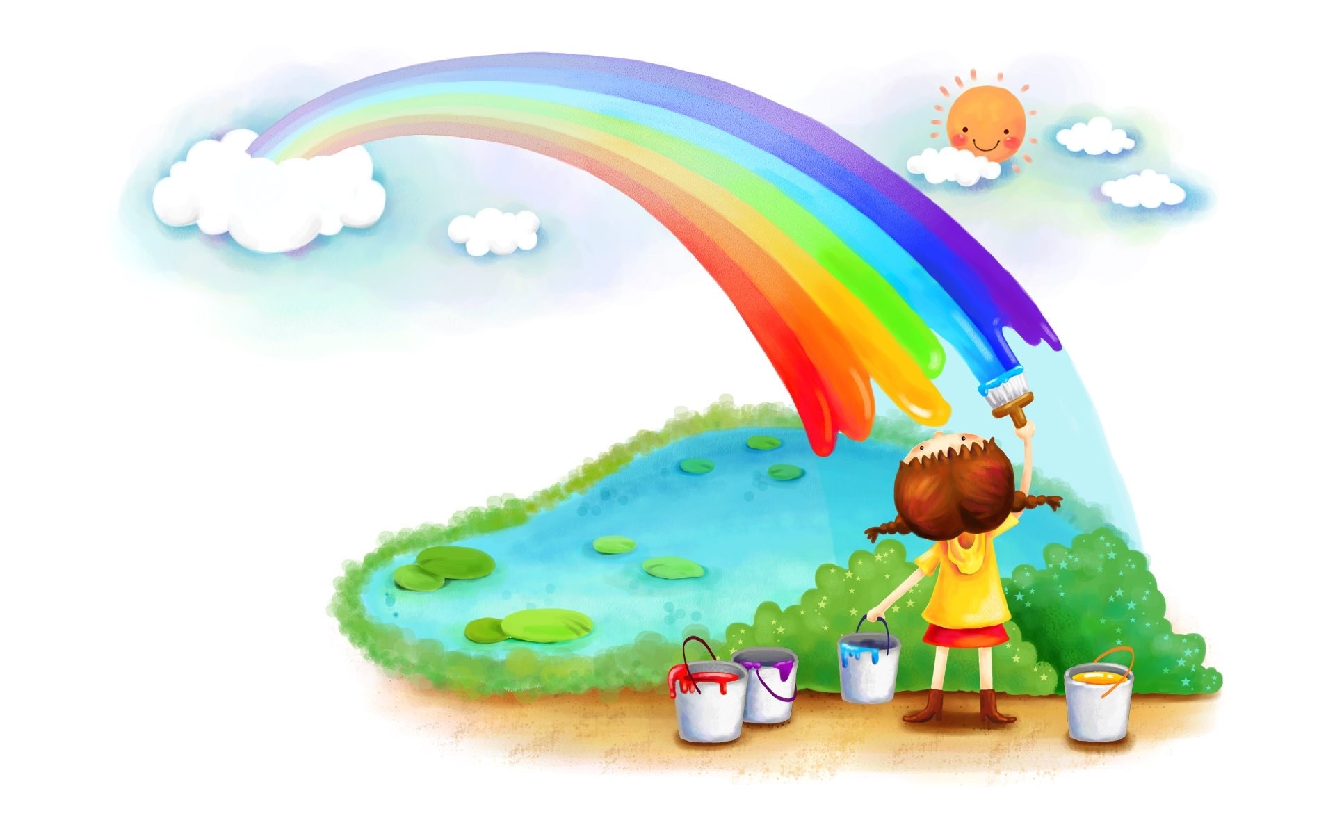 Girl painting a rainbow