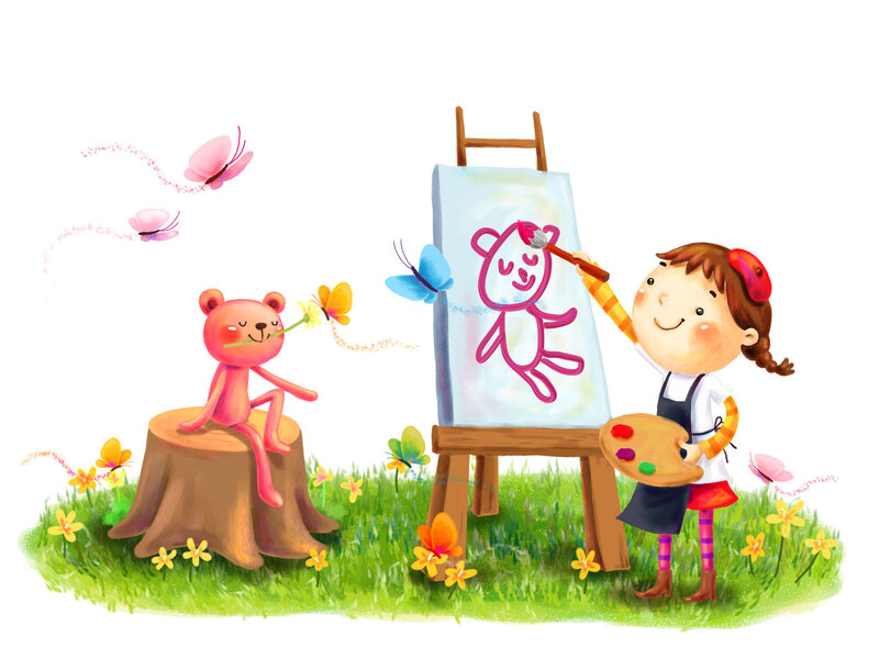 Girl Painting Bear
