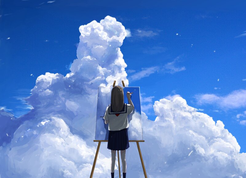 Girl Painting Clouds