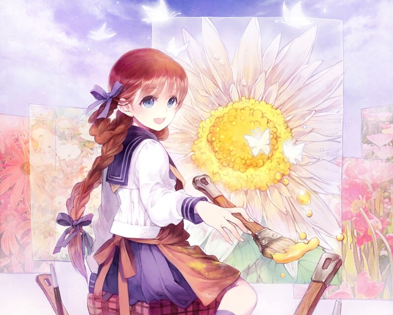Girl Painting Sunflower