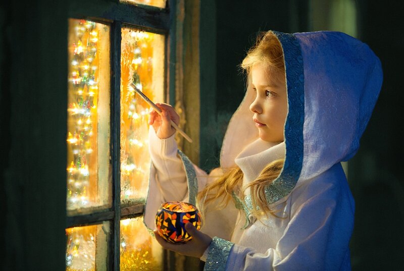 Girl Painting Window