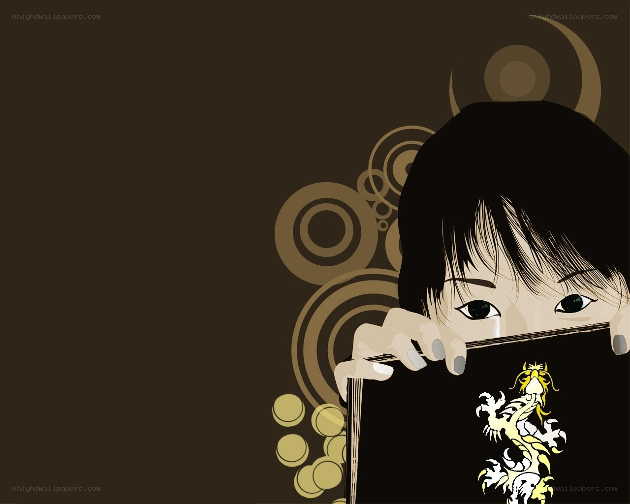 girl peeking behind book