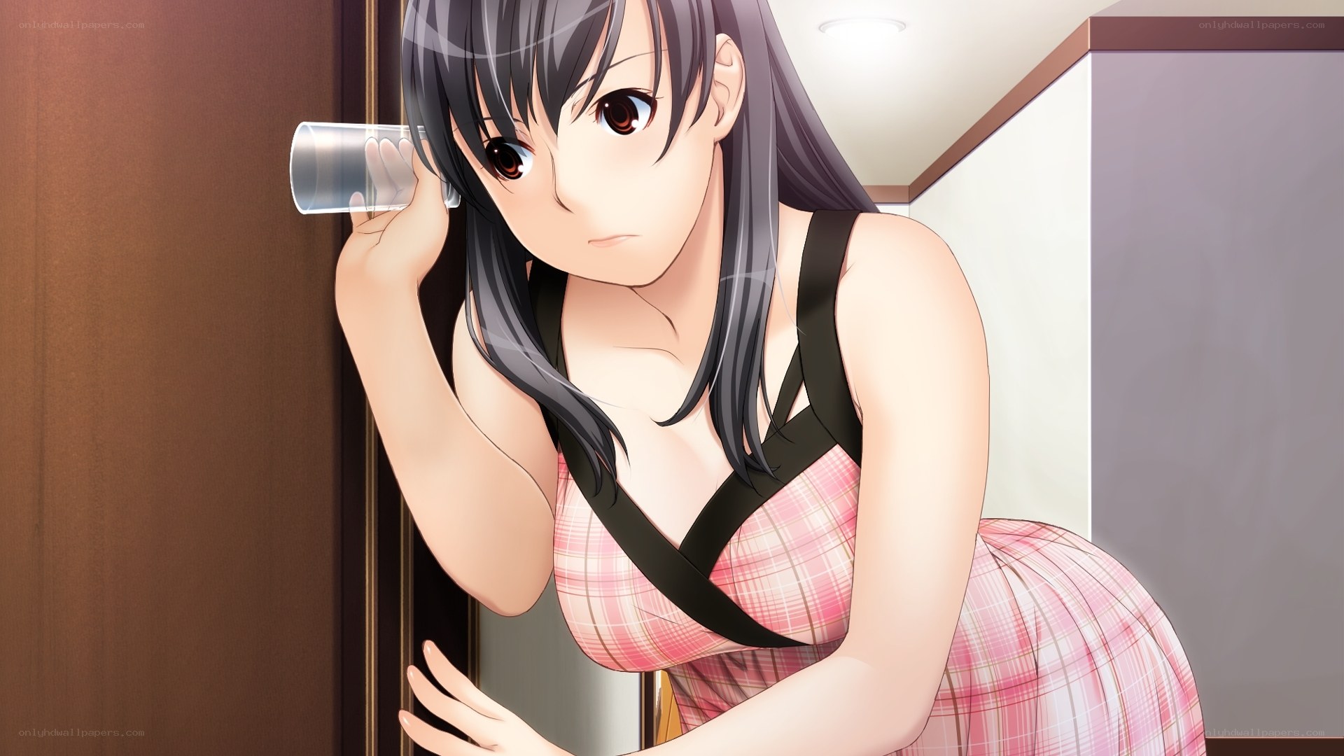 girl peeking through door