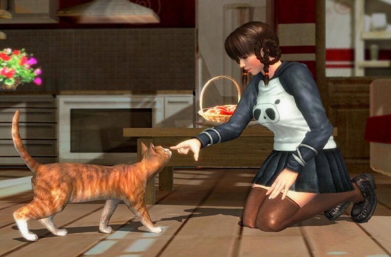 Girl Petting a Cat — Brown