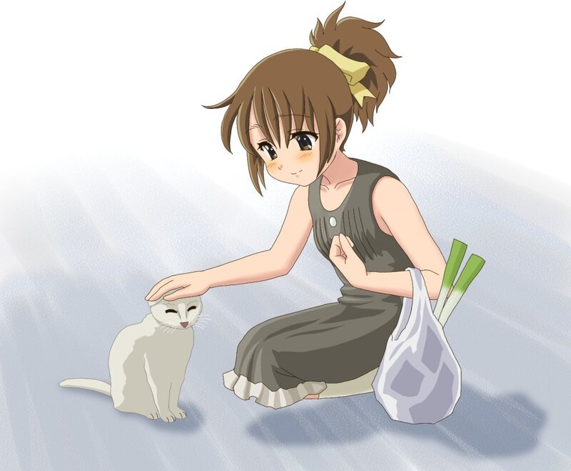 Girl Petting a Cat