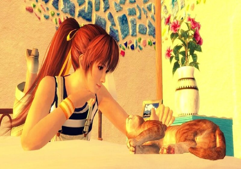 Girl Petting a Cat — Yellow