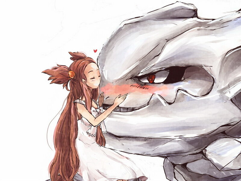 girl petting a large creature