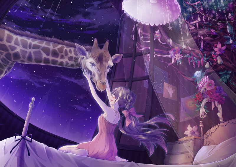 Girl Petting Giraffe