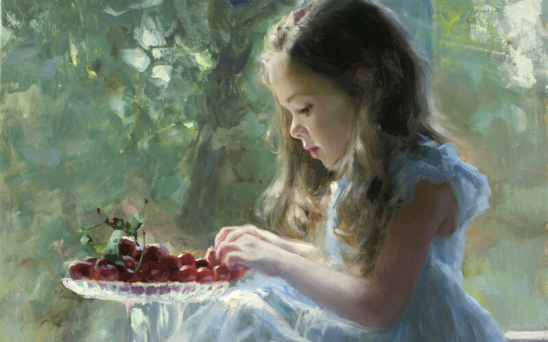 Girl Picking Cherries