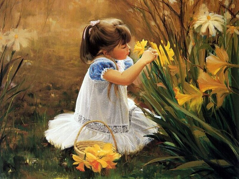 Girl Picking Flowers