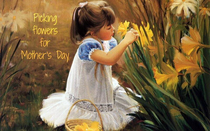 Girl Picking Flowers — Yellow, Serene, Spring