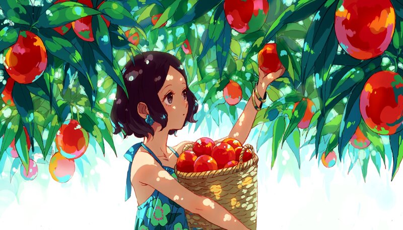Girl Picking Fruit