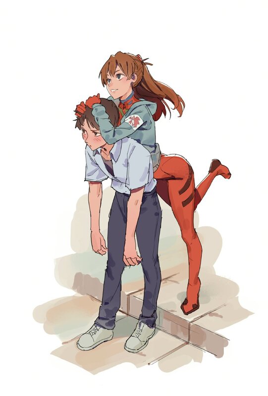 Girl Piggybacking Boy — Brown