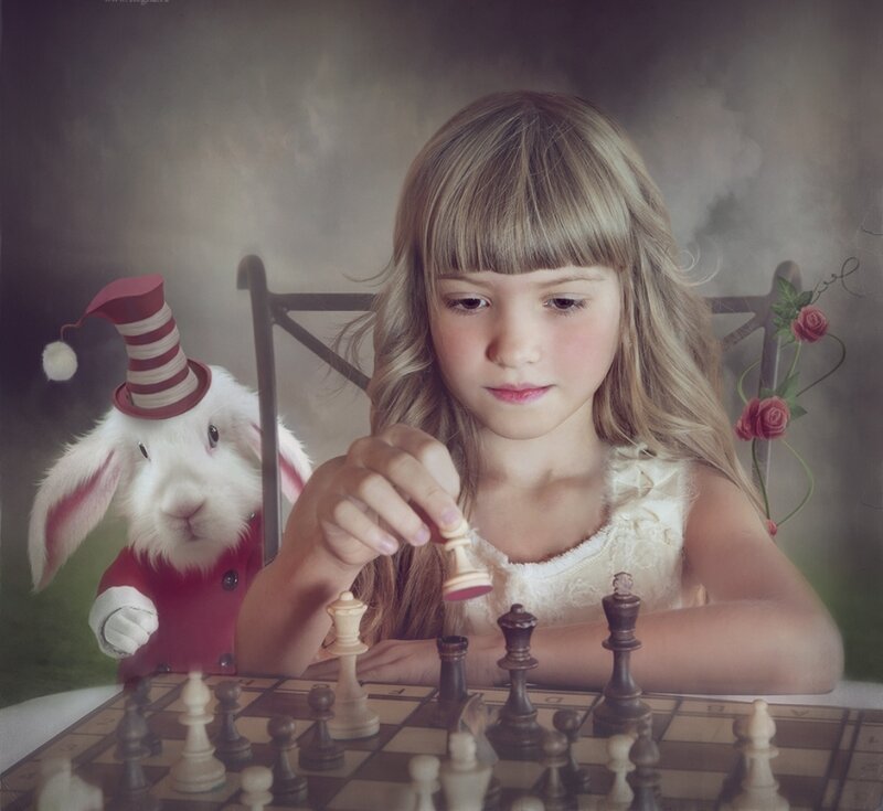 Girl Playing Chess