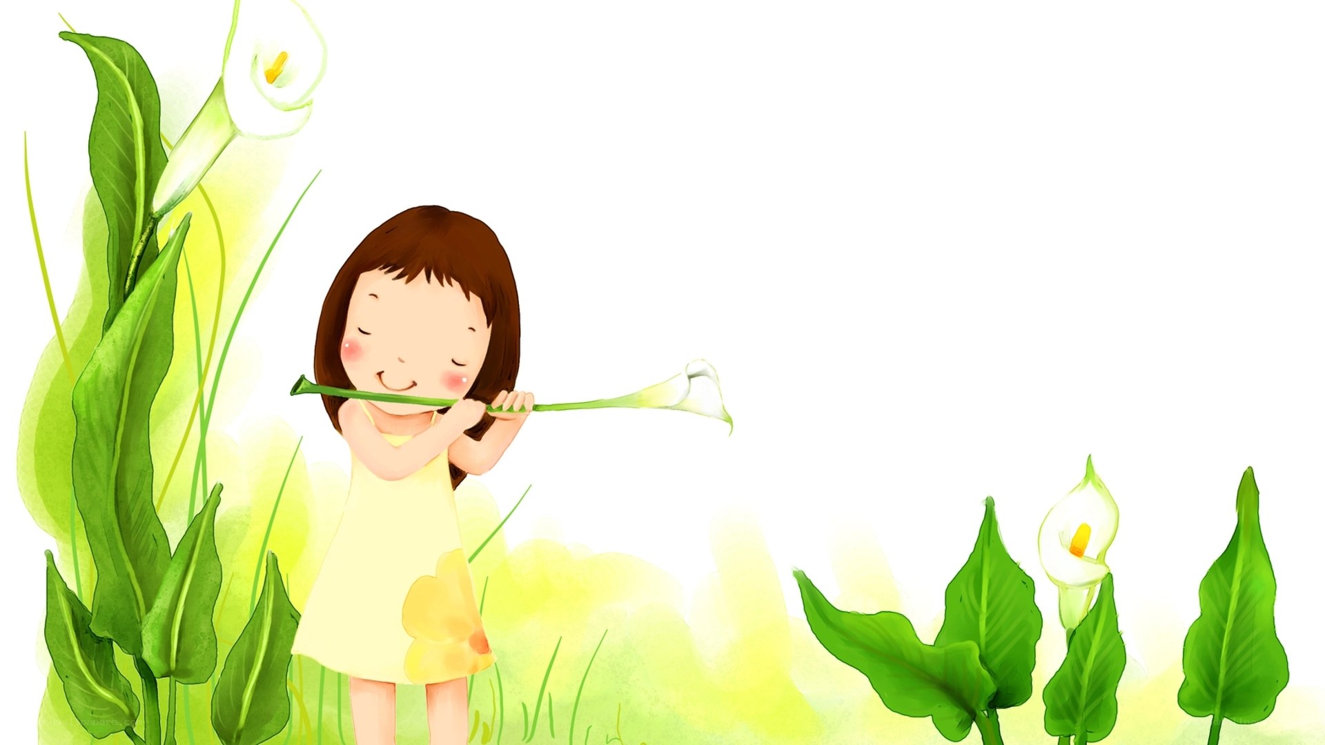 girl playing flower flute