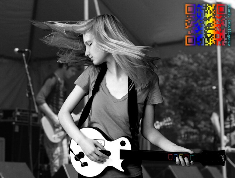Girl Playing Guitar — Black