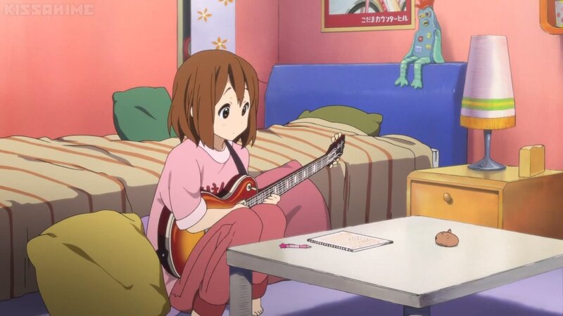 Girl Playing Guitar — Pink, Calm