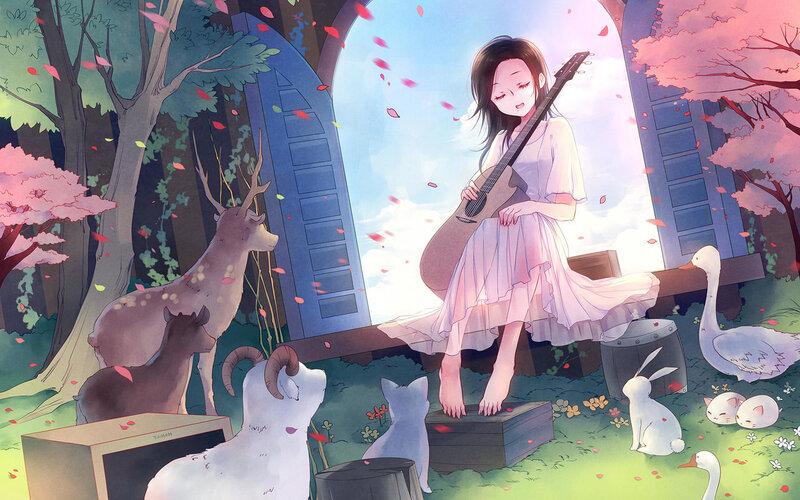 Girl Playing Guitar — Pink