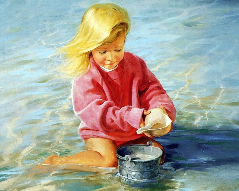 Girl playing in the water