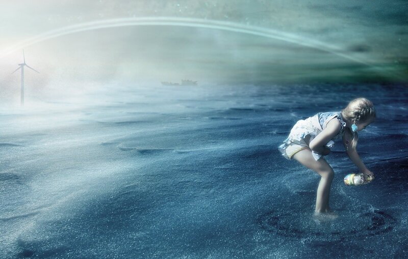 Girl playing in water